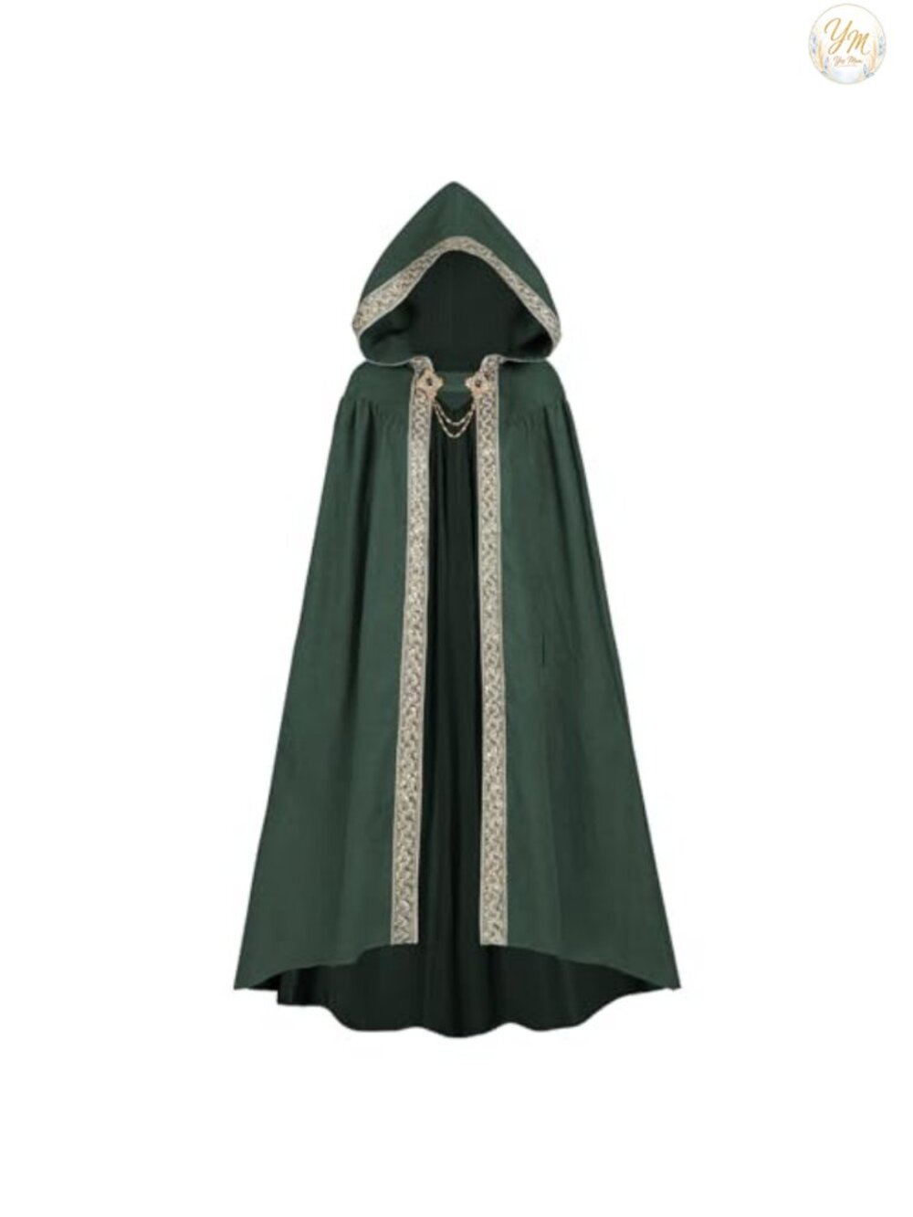 Hooded Renaissance Cloak for Women Medieval Cape with Brooch Witch Robe